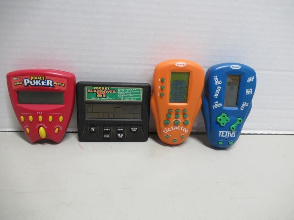 Lot of 4 Hand Held Electronic Games Radica Brand Poker Blackjack Tetris T101